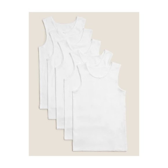 6 x White vests (5-6 years) - Picture 1 of 6